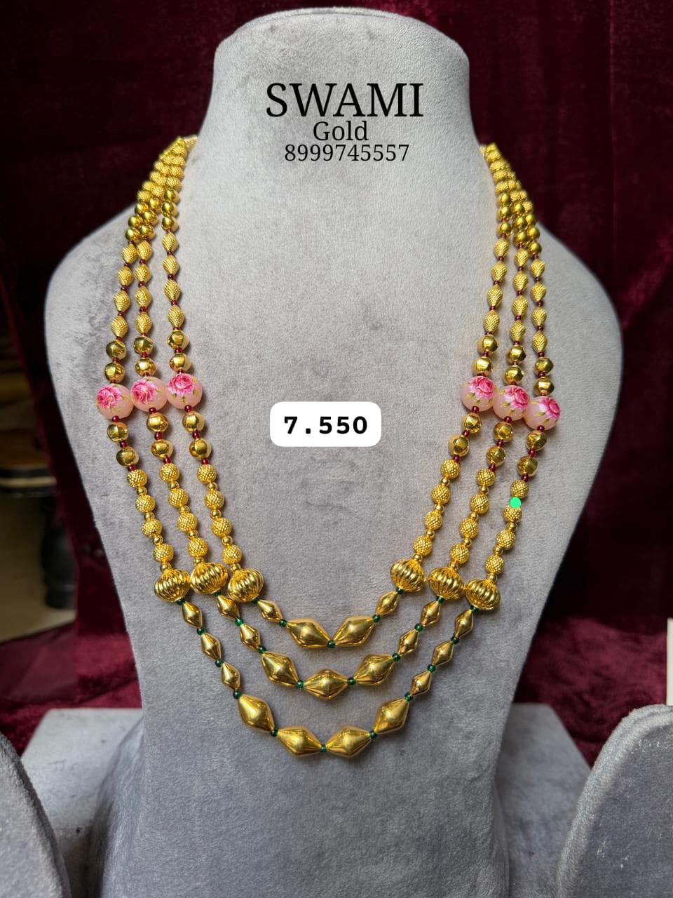 3-Layer Gold Bead Necklace